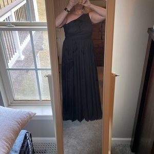 David’s Bridal- black one shoulder-floor length- ladies size 12 & 16